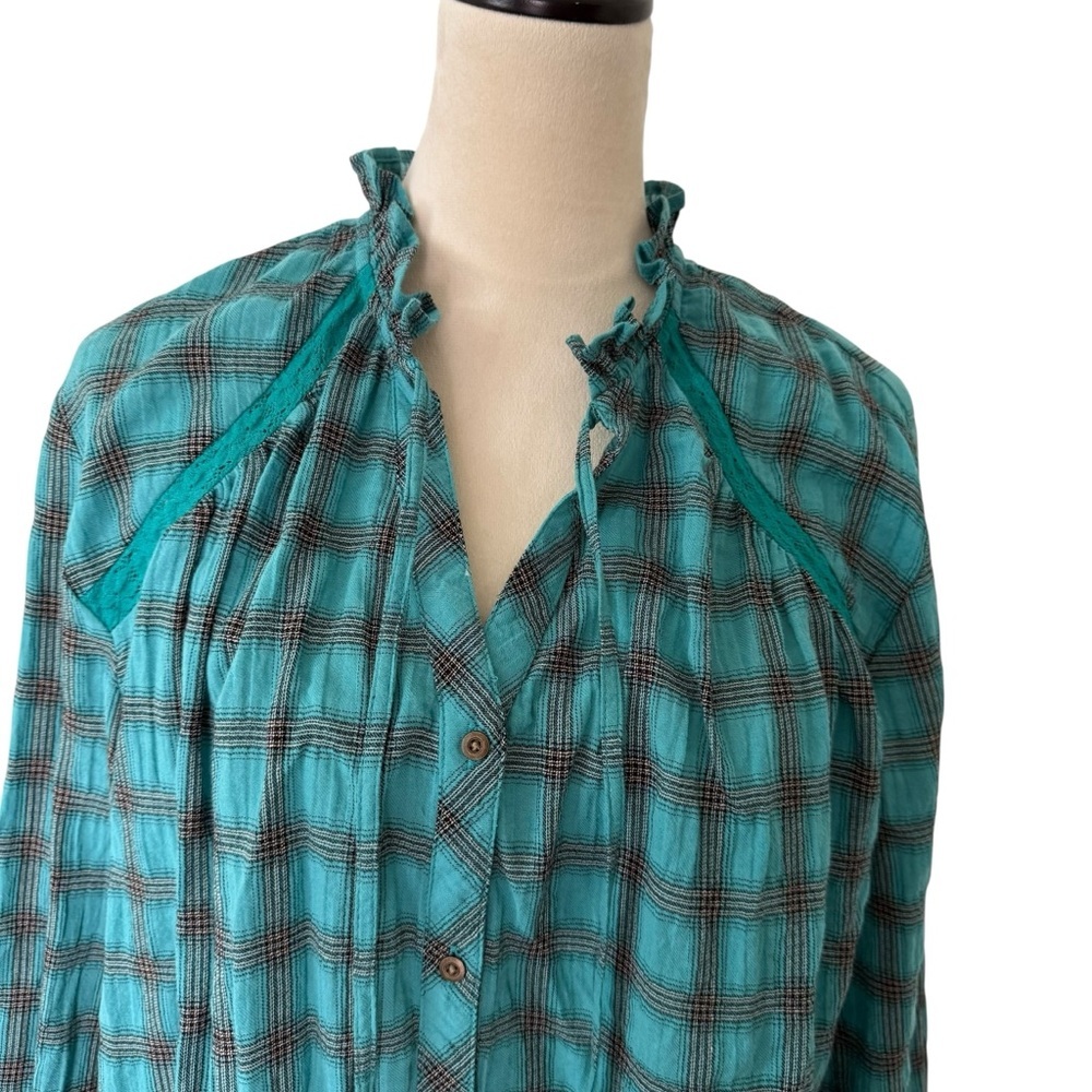 Sundance‎ Heather Highland Relaxed Fit Soft Button Front Blouse Top Size Medium - Picture 4 of 13